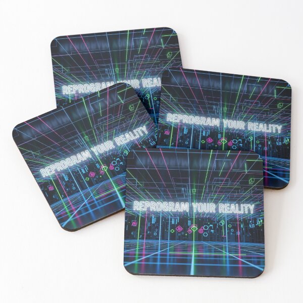 Item preview, Reprogram Your Reality – Futuristic Grid Space Motivation Design designed and sold by Altair_.