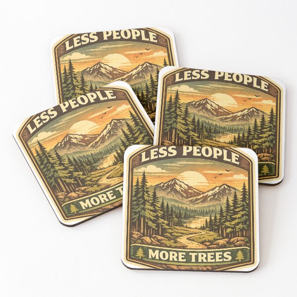 Item preview, Less People More Trees – Retro Hiking Introvert Nature Design designed and sold by MotylekAnia.