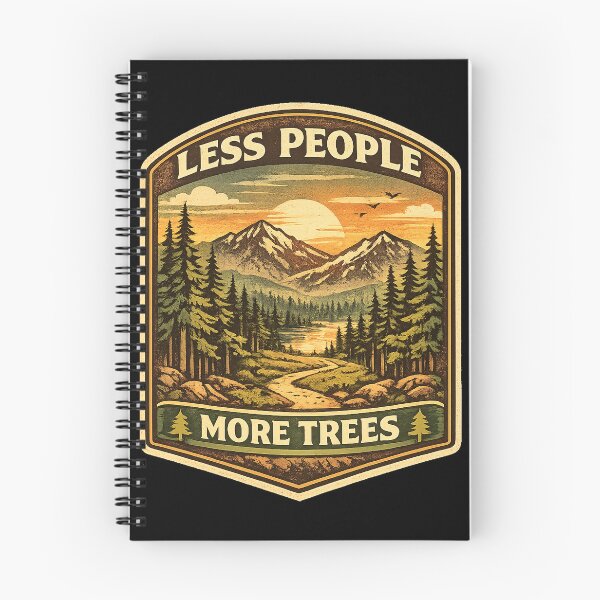 Item preview, Less People More Trees – Retro Hiking Introvert Nature Design designed and sold by MotylekAnia.