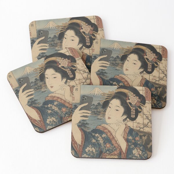 Item preview, Ukiyo-e Geisha Selfie | Vintage Japanese Woodblock Meets Modern Smartphone Humor designed and sold by Vandy Fullam.