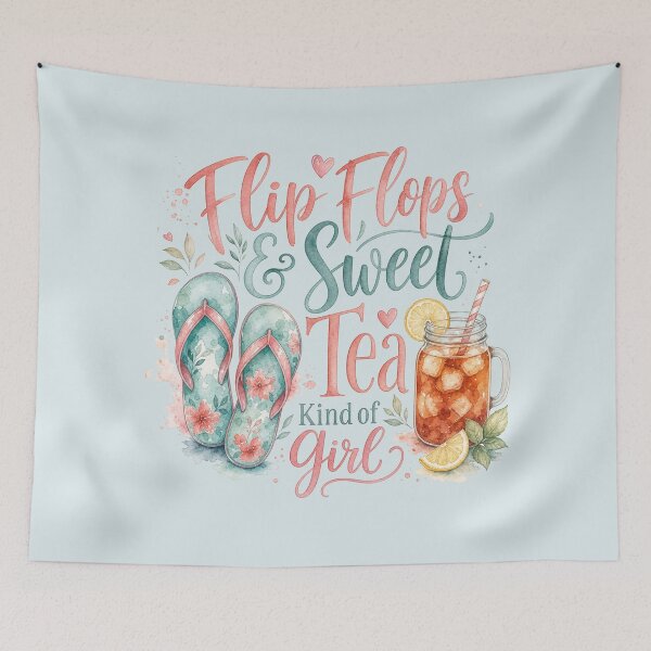 Item preview, Flip Flops & Sweet Tea Watercolor Shirt Design | Southern Summer Girl Aesthetic designed and sold by Verycutethings.