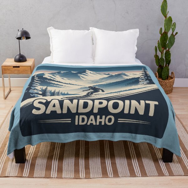 Item preview, Sandpoint Idaho Ski Poster – Vintage Winter Mountain Skiing Design designed and sold by ArcticFoxStudio.