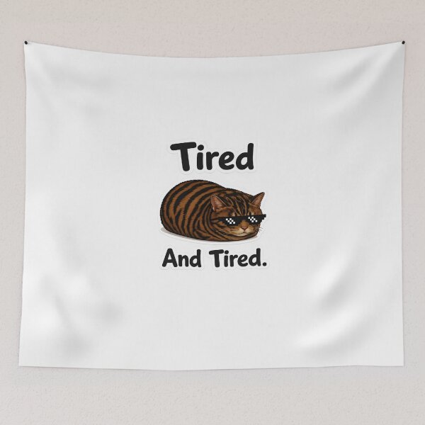 Item preview, Tired and tired funny lazy cat Toyger designed and sold by vecart34.