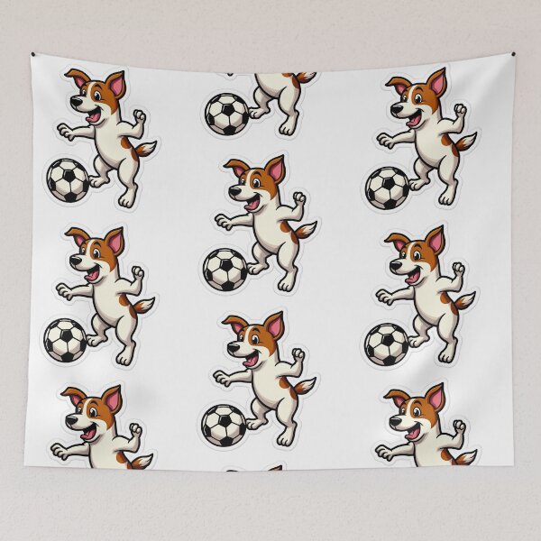 Item preview, Jack Russell Terrier playing soccer designed and sold by Prints by Mat.