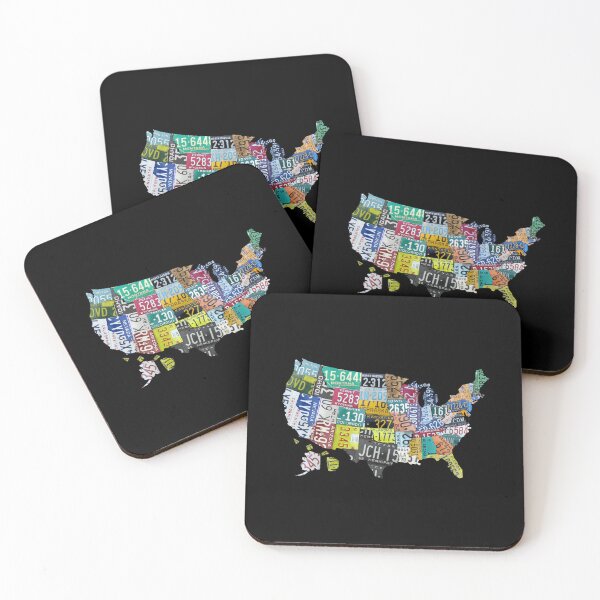 Item preview, USA License Plate Map on Black designed and sold by Elisabeth Lucas.