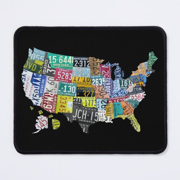 Item preview, USA License Plate Map on Black designed and sold by Elisabeth Lucas.