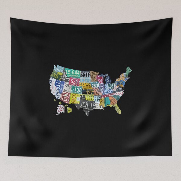 Item preview, USA License Plate Map on Black designed and sold by Elisabeth Lucas.