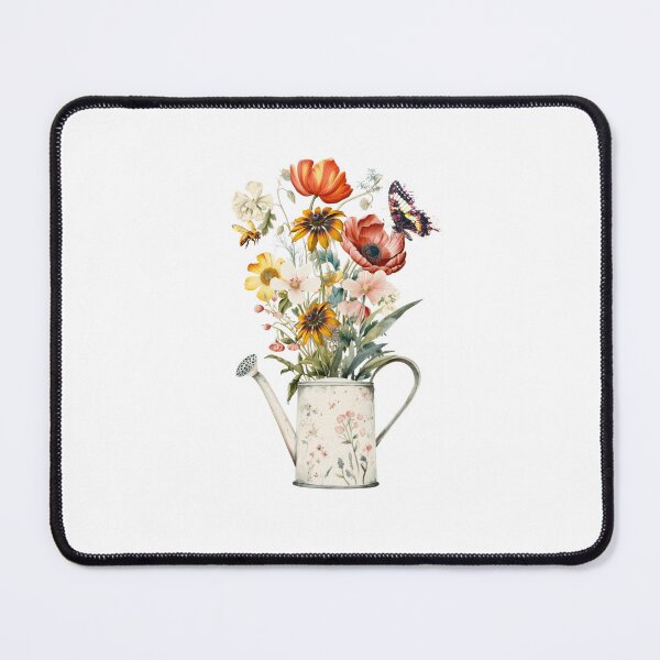 Item preview, Wildflowers in water can with butterfly and bee designed and sold by Simply Inspirational Shop.
