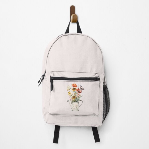 Item preview, Wildflowers in water can with butterfly and bee designed and sold by Simply Inspirational Shop.