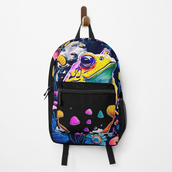 Item preview, Psychedelic Neon Frog and Mushrooms Trippy Art designed and sold by AXENT Designs.