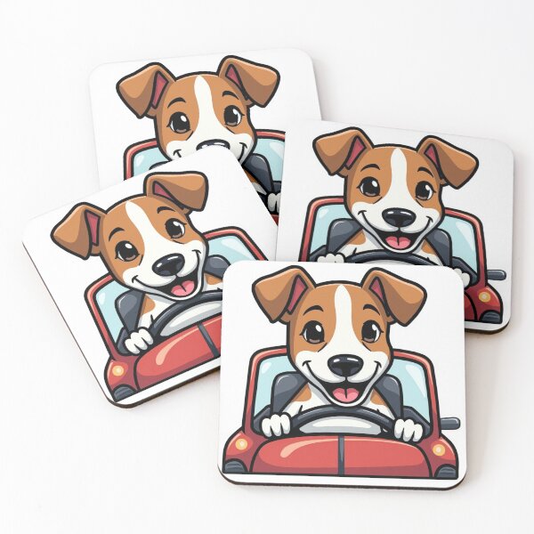 Item preview, Jack Russell Terrier driving red car designed and sold by Prints by Mat.