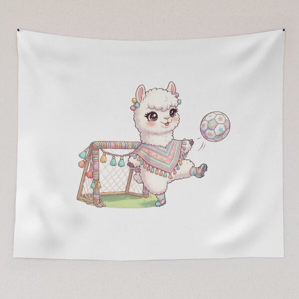 Item preview, Kawaii Alpaca Playing Soccer Cute Anime Animal Art designed and sold by josflo12.