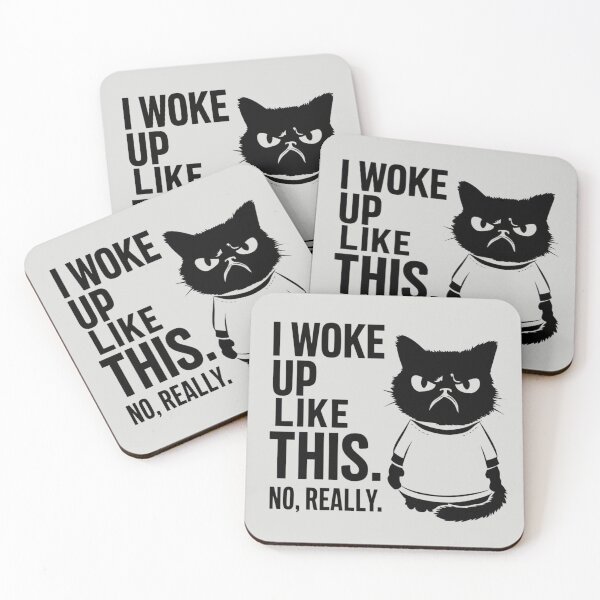 Item preview, I Woke Up Like This, Relaxing with Friendly Cats Gifts for Cat Lover designed and sold by MalwasBasket.