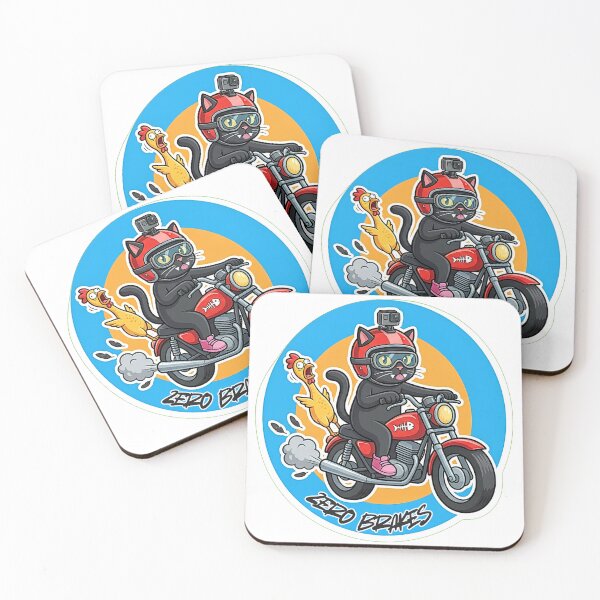 Item preview, Bad Brakes Funny Cat Riding Motorcycle with Chicken Cartoon Sticker designed and sold by Jankes88.