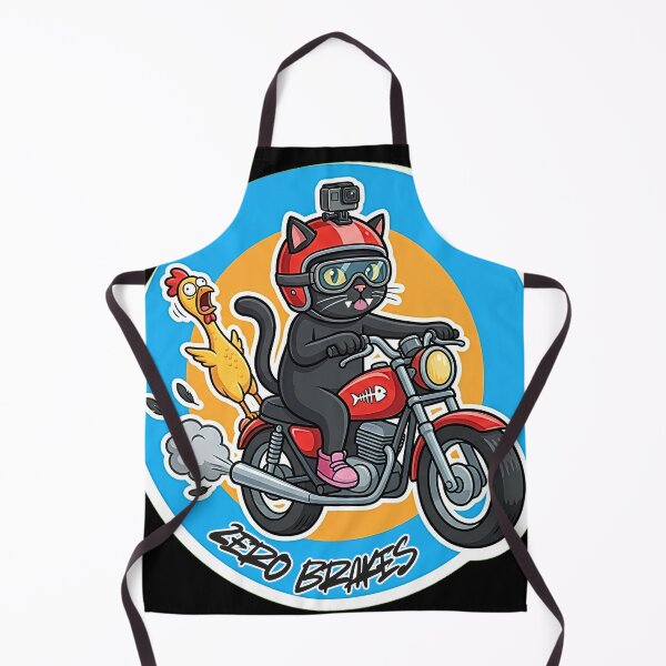Item preview, Bad Brakes Funny Cat Riding Motorcycle with Chicken Cartoon Sticker designed and sold by Jankes88.