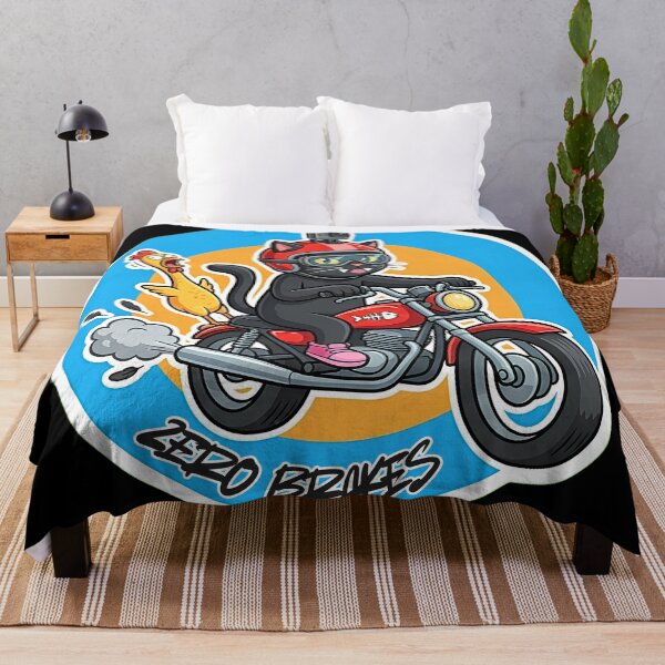 Item preview, Bad Brakes Funny Cat Riding Motorcycle with Chicken Cartoon Sticker designed and sold by Jankes88.