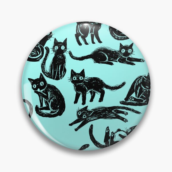Item preview, Black Cat Patter Cyan designed and sold by JurassicParkans.