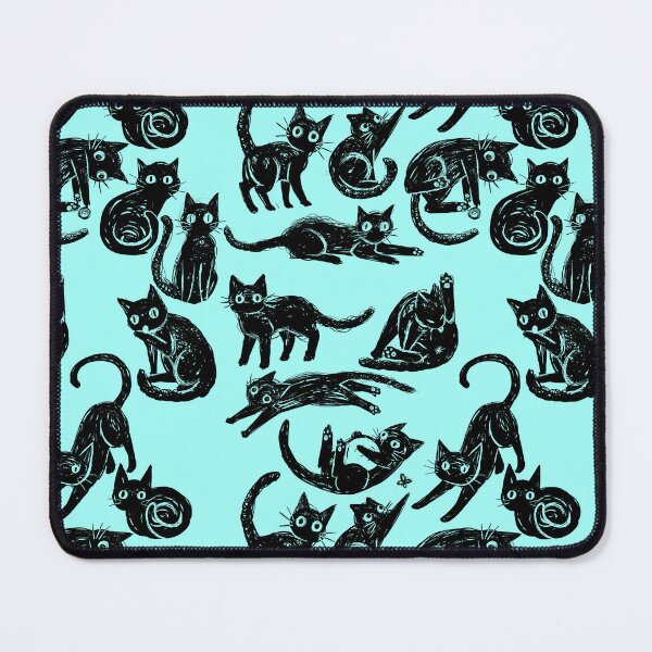 Item preview, Black Cat Patter Cyan designed and sold by JurassicParkans.