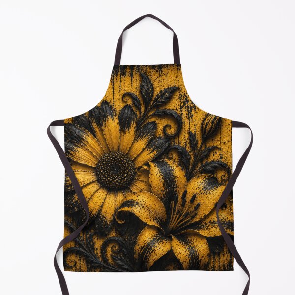 Item preview, Golden Noir Floral Wall Art – Gothic Sunflower & Lily Botanical Design designed and sold by TheHorsemanRidesAgain.