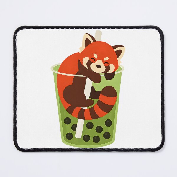 Item preview, Kawaii Red Panda Drinking Matcha Boba Tea designed and sold by BlueCoyoteDigital.