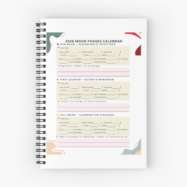 Item preview, 2026 Moon Phases Planner –  Notes Letting Go  designed and sold by EmeraldeaDesign.