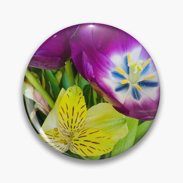 Item preview, Vibrant Purple Tulip and Yellow Alstroemeria Floral Bouquet designed and sold by BalkanBloom.
