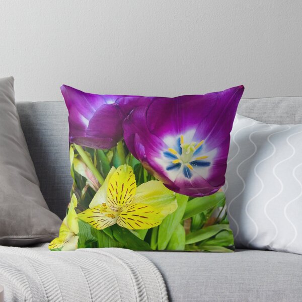 Item preview, Vibrant Purple Tulip and Yellow Alstroemeria Floral Bouquet designed and sold by BalkanBloom.