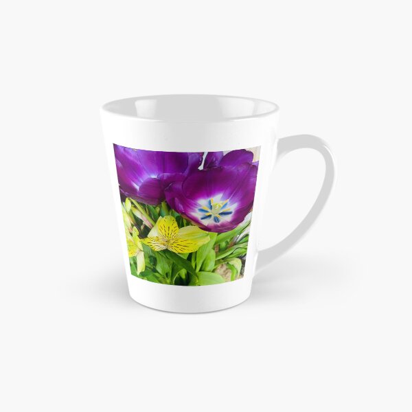 Item preview, Vibrant Purple Tulip and Yellow Alstroemeria Floral Bouquet designed and sold by BalkanBloom.