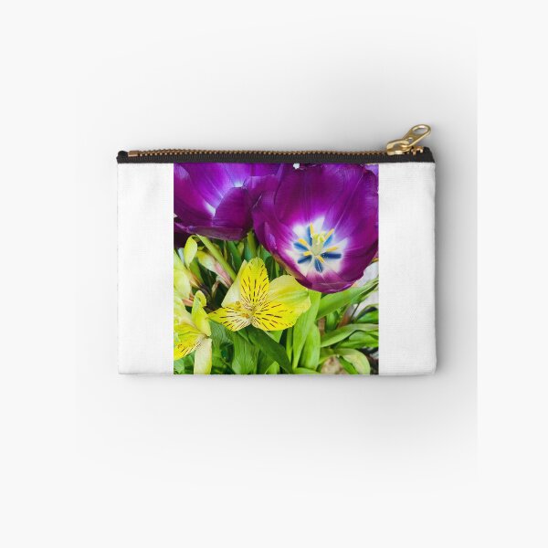Item preview, Vibrant Purple Tulip and Yellow Alstroemeria Floral Bouquet designed and sold by BalkanBloom.