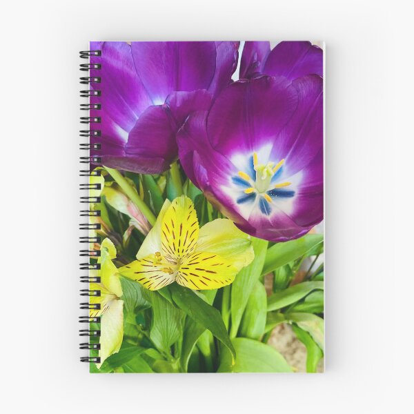 Item preview, Vibrant Purple Tulip and Yellow Alstroemeria Floral Bouquet designed and sold by BalkanBloom.