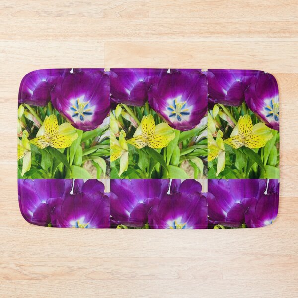 Item preview, Vibrant Purple Tulip and Yellow Alstroemeria Floral Bouquet designed and sold by BalkanBloom.