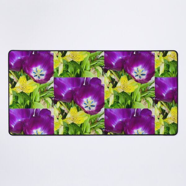 Item preview, Vibrant Purple Tulip and Yellow Alstroemeria Floral Bouquet designed and sold by BalkanBloom.