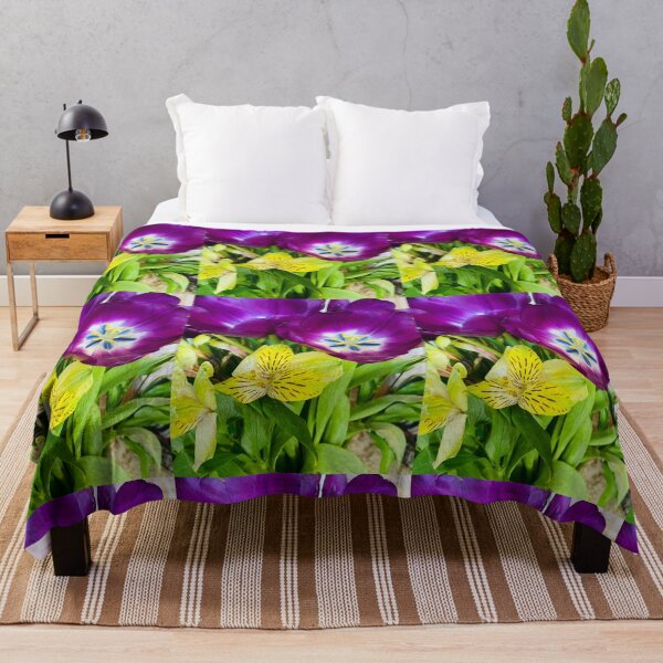 Item preview, Vibrant Purple Tulip and Yellow Alstroemeria Floral Bouquet designed and sold by BalkanBloom.
