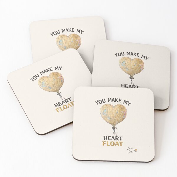 Item preview, YOU MAKE MY HEART FLOAT | Gold Balloon Design | Romantic Aesthetic Art designed and sold by BlueberrySwan.