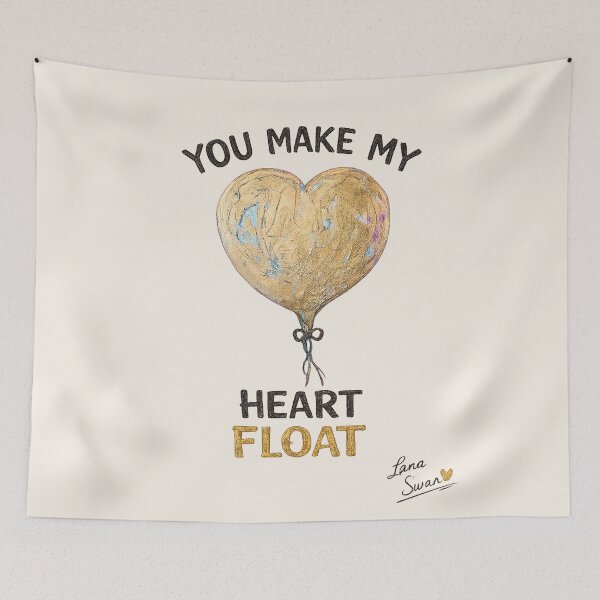 Item preview, YOU MAKE MY HEART FLOAT | Gold Balloon Design | Romantic Aesthetic Art designed and sold by BlueberrySwan.