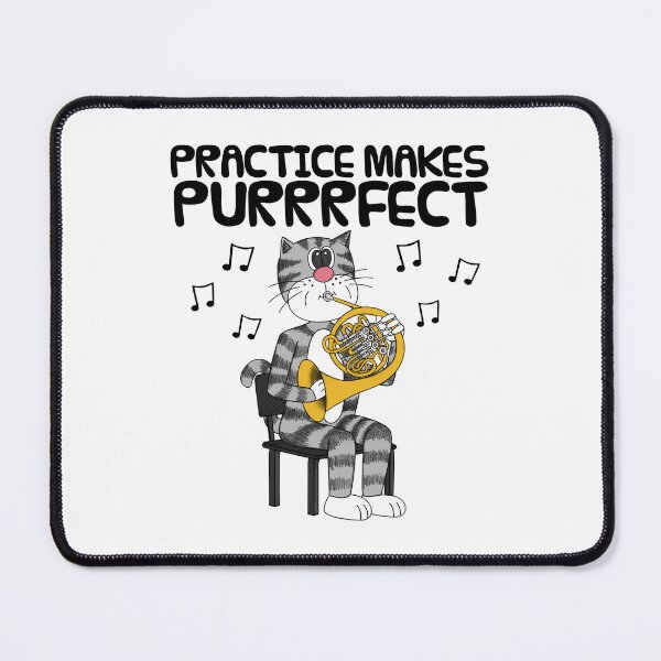 Item preview, Cat Playing French Horn, Practice Makes Purrrfect, Musician designed and sold by doodlerob.