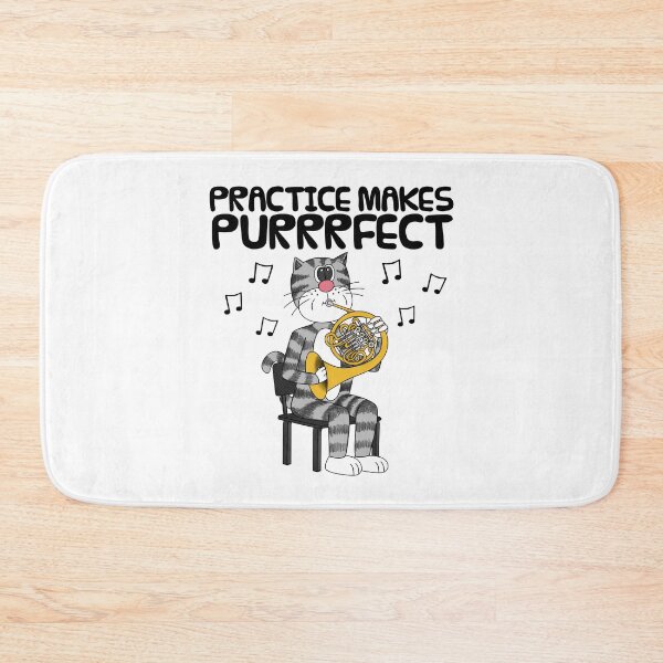 Item preview, Cat Playing French Horn, Practice Makes Purrrfect, Musician designed and sold by doodlerob.