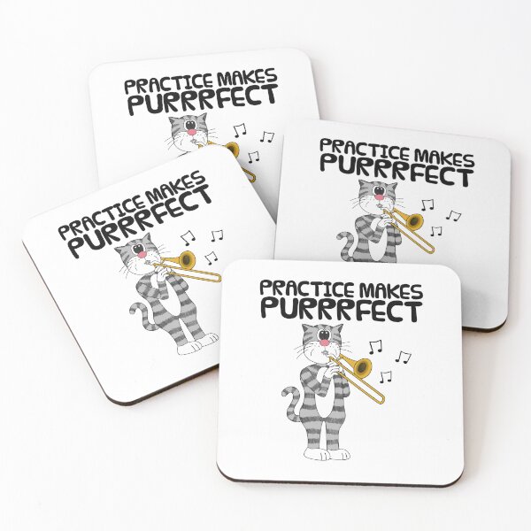 Item preview, Cat Playing Trombone, Practice Makes Purrrfect, Musician Funny designed and sold by doodlerob.