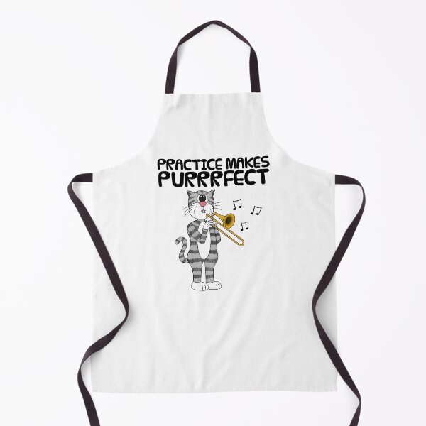 Item preview, Cat Playing Trombone, Practice Makes Purrrfect, Musician Funny designed and sold by doodlerob.