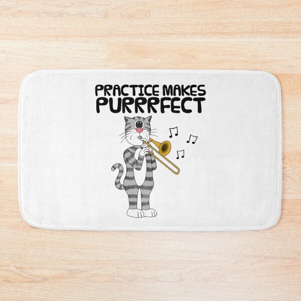 Item preview, Cat Playing Trombone, Practice Makes Purrrfect, Musician Funny designed and sold by doodlerob.