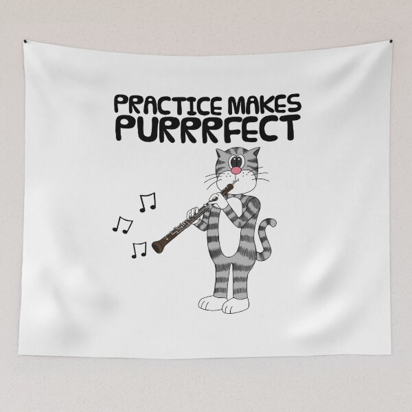 Item preview, Cat Playing Oboe, Practice Makes Purrrfect, Musician Funny designed and sold by doodlerob.