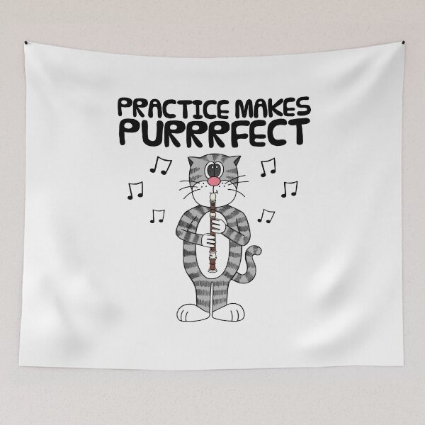 Item preview, Cat Playing Recorder, Practice Makes Purrrfect, Musician Funny designed and sold by doodlerob.