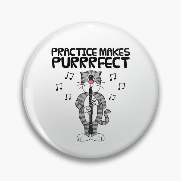 Item preview, Cat Playing Clarinet, Practice Makes Purrrfect, Musician Funny designed and sold by doodlerob.
