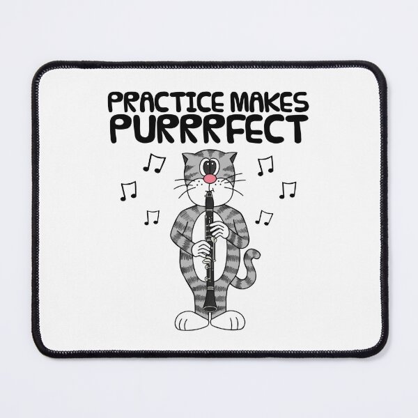 Item preview, Cat Playing Clarinet, Practice Makes Purrrfect, Musician Funny designed and sold by doodlerob.