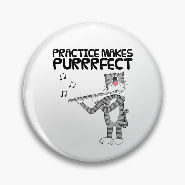 Item preview, Cat Playing Flute, Practice Makes Purrrfect, Musician Funny designed and sold by doodlerob.