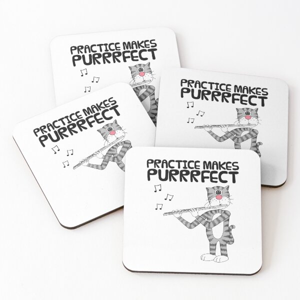 Item preview, Cat Playing Flute, Practice Makes Purrrfect, Musician Funny designed and sold by doodlerob.
