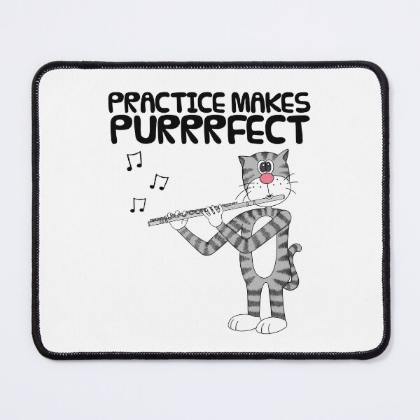 Item preview, Cat Playing Flute, Practice Makes Purrrfect, Musician Funny designed and sold by doodlerob.