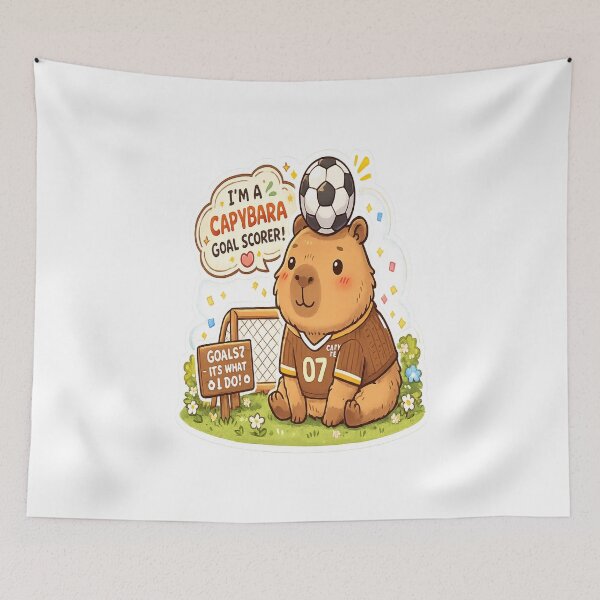 Item preview, Kawaii Capybara Soccer Player Cute Anime Goal Scorer Art designed and sold by josflo12.