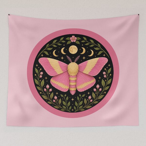 Item preview, Rosy Maple Moth Witchy Nature Illustration designed and sold by Eh Plus Designs.