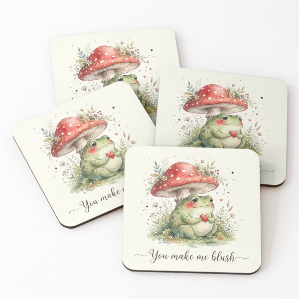 Item preview, Watercolor Cottagecore Toadstool Blushy Frog Love designed and sold by DuckOddity.